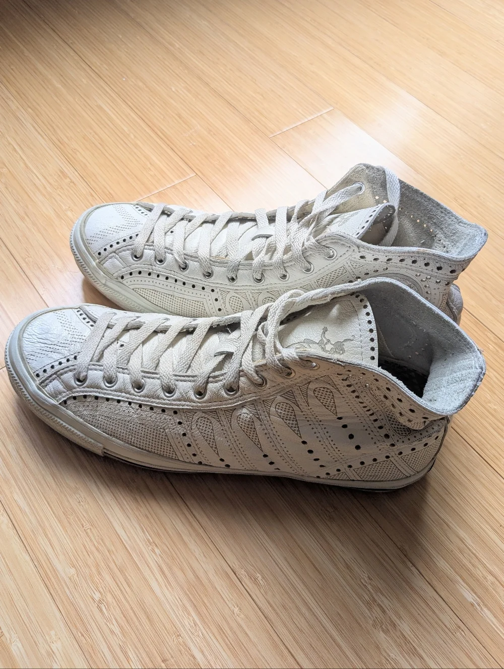 Rare Vintage CONVERSE Renaissance Ballroom White Leather Laser Men's Size 10 - Picture 2 of 8